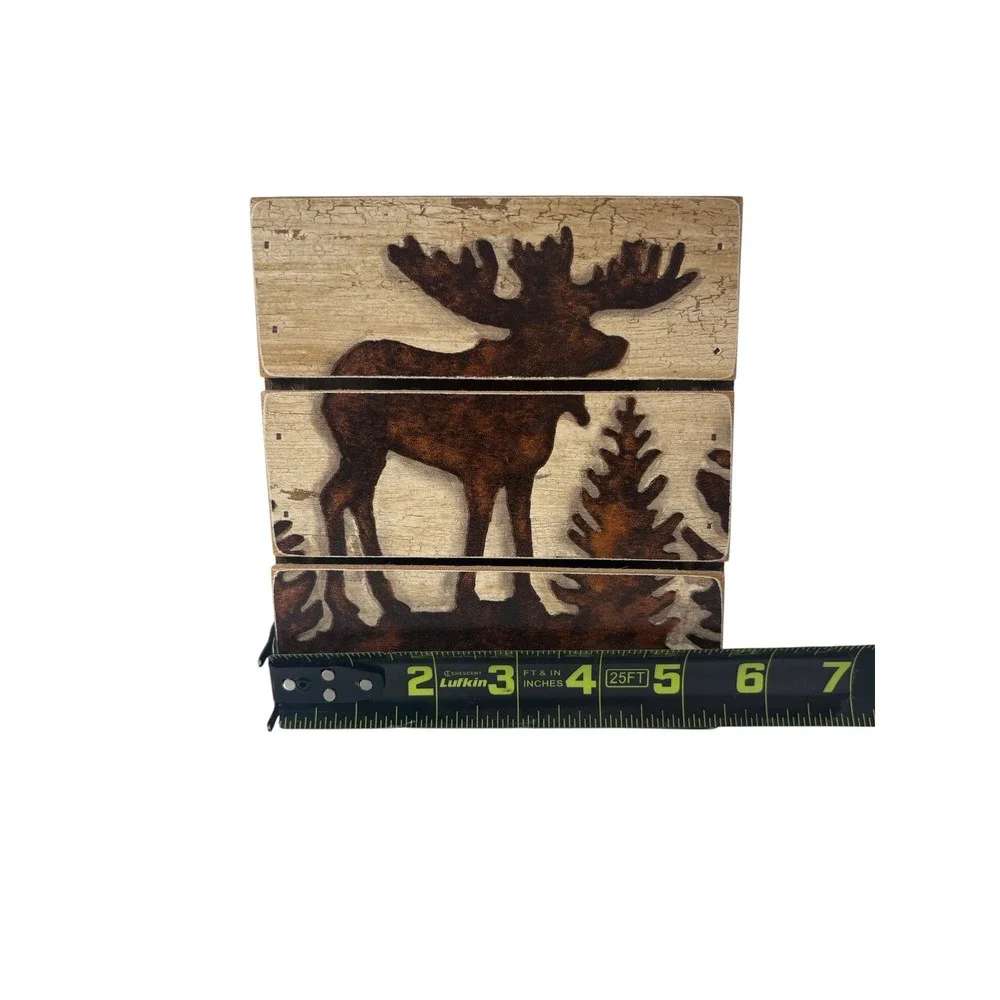 Unbranded Wooden Moose Storage Box Home Decor Brown Excellent Rustic Lodge Cabin